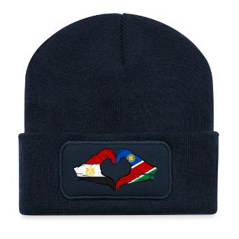 Ägypten Namibia Flagge Hände Herzform used - Recycelte Patch Beanie - French Navy - Vorne