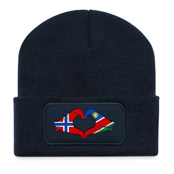 Norwegen Namibia Flagge Herz - Recycelte Patch Beanie - French Navy - Vorne