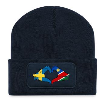 Schweden Nairobi Flagge Herz Hände - Recycelte Patch Beanie - French Navy - Vorne