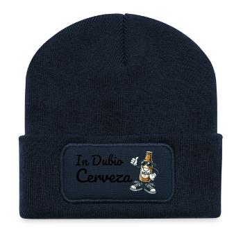 Humorous beer design with character - Recycled Patch Beanie - french navy - Front