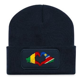 Mali Nairobi drapeau mains cœur utilisé - Beanie recyclé à patch - bleu marine - Devant