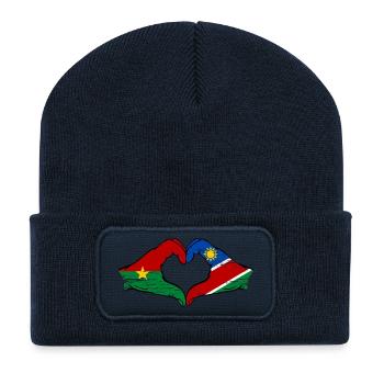 Burkina Faso Namibia Flagge Hände Herzform used - Recycelte Patch Beanie - French Navy - Vorne