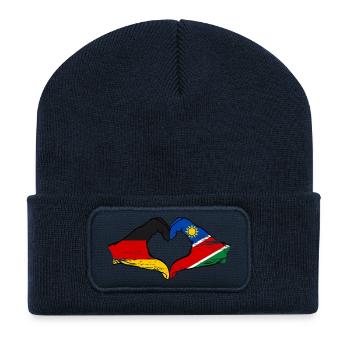 Deutschland Namibia Flagge Hände Herzform used - Recycelte Patch Beanie - French Navy - Vorne