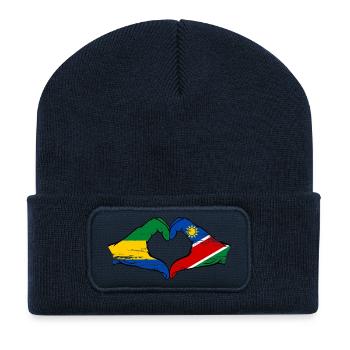 Gabon Namibia Flag Hands Heart Shape Used - Recycled Patch Beanie - french navy - Front