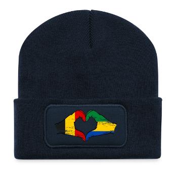 Belgium Gabon flag hands heart shape used - Recycled Patch Beanie - french navy - Front