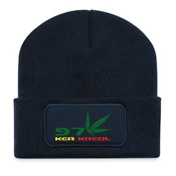 Design Cannabis Leaf Afrika - Recycelte Patch Beanie - French Navy - Vorne