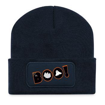 BOO_Geister_Halloween - Recycelte Patch Beanie - French Navy - Vorne