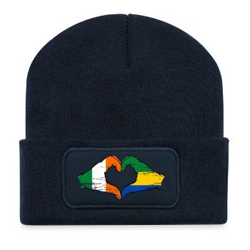 Ireland Gabon Flag Hands Heart Shape Used - Recycled Patch Beanie - french navy - Front