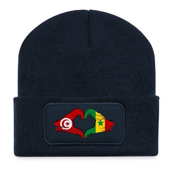 Tunisia Senegal flag hands heart shape used - Recycled Patch Beanie - french navy - Front
