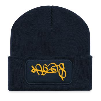 Golden Lagos Day Street Art Souvenir - Recycled Patch Beanie - french navy - Front