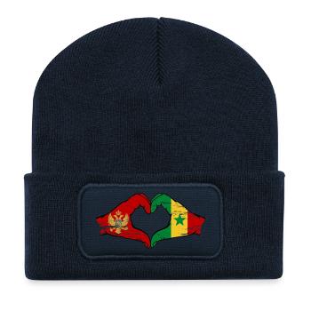 Montenegro Senegal Flagge Hände Herzform - Recycelte Patch Beanie - French Navy - Vorne