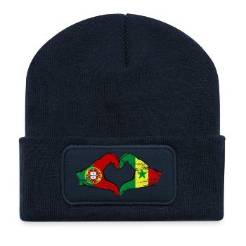 Portugal Senegal Flag Hands Heart Shape Used - Recycled Patch Beanie - french navy - Front
