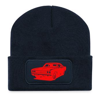 Retro Sportwagen Silhouette Design - Recycelte Patch Beanie - French Navy - Vorne