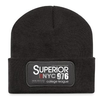 Abstraktes geometrisches Muster Ombre - Recycelte Patch Beanie - Dunkelgrau - Vorne