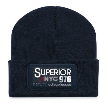 Abstraktes geometrisches Muster Ombre - Recycelte Patch Beanie - French Navy - Vorne