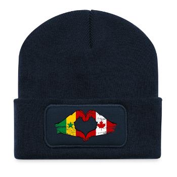 Senegal Kanada Flagge Hände Herzform - Recycelte Patch Beanie - French Navy - Vorne