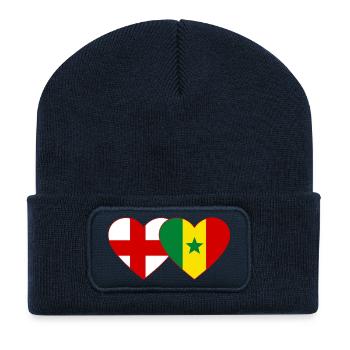 England Senegal Flagge Hände Herzform - Recycelte Patch Beanie - French Navy - Vorne