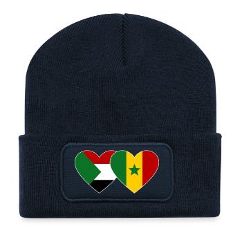 Sudan Senegal Flagge Herz - Recycelte Patch Beanie - French Navy - Vorne