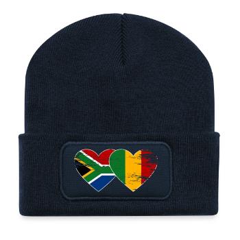 Afrique du Sud Mali Drapeau Coeur Utilisé - Beanie recyclé à patch - bleu marine - Devant