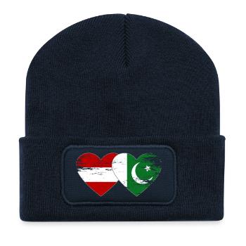 Autriche Pakistan Drapeau Coeur - Beanie recyclé à patch - bleu marine - Devant