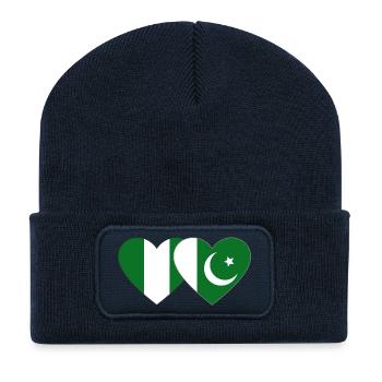 Nigeria Pakistan Drapeau Coeur - Beanie recyclé à patch - bleu marine - Devant