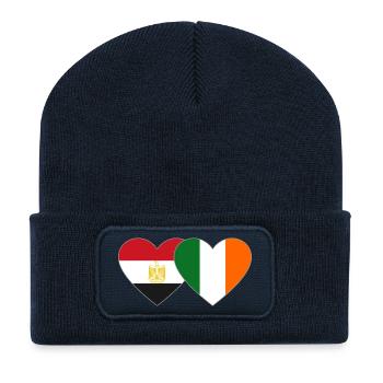 Ägypten Irland Flagge Herz - Recycelte Patch Beanie - French Navy - Vorne