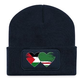 Palästina Tschetschenien Flagge Herz used - Recycelte Patch Beanie - French Navy - Vorne