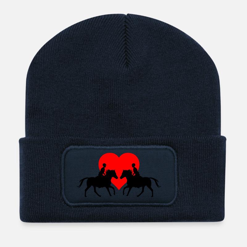 Herzreiter Paare im Herzen - Recycelte Patch Beanie - French Navy