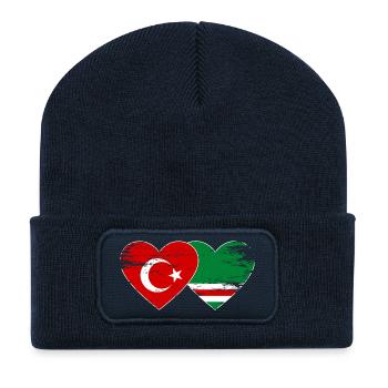 Türkei Tschetschenien Flagge Herz - Recycelte Patch Beanie - French Navy - Vorne
