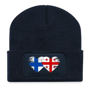 Drapeau de la Finlande Géorgie Utilisé - Beanie recyclé à patch - bleu marine - Devant