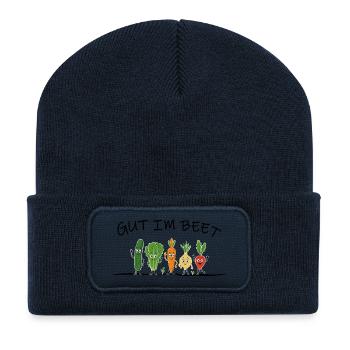 Good in the Bed – Funny Saying Vegetable Garden Veggie - Recycled Patch Beanie - french navy - Front