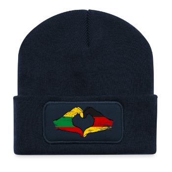 Lithuania Germany flag hands heart shape used - Recycled Patch Beanie - french navy - Front