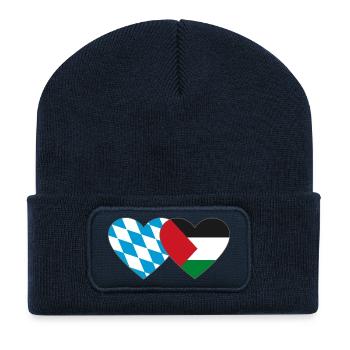 Bavaria Palestine Flag Heart - Recycled Patch Beanie - french navy - Front