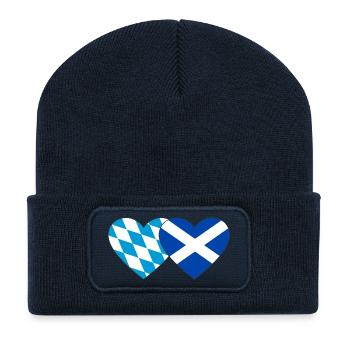 Bayern Schottland Flagge Herz - Recycelte Patch Beanie - French Navy - Vorne