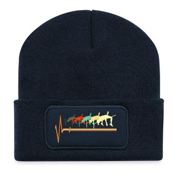Retro Vintage High Jump Heart EKG Girl - Recycled Patch Beanie - french navy - Front