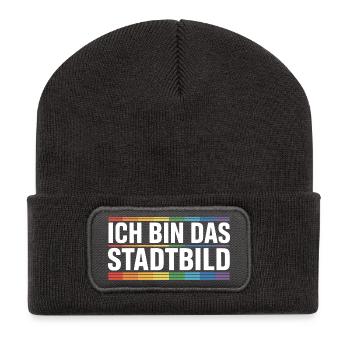 Problem im Stadtbild Lustige Politik Bundeskanzler - Recycelte Patch Beanie - Dunkelgrau - Vorne