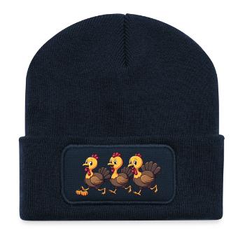 Bébé dinde de Thanksgiving - Beanie recyclé à patch - bleu marine - Devant