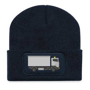 Camion de livraison de marchandises - Beanie recyclé à patch - bleu marine - Devant