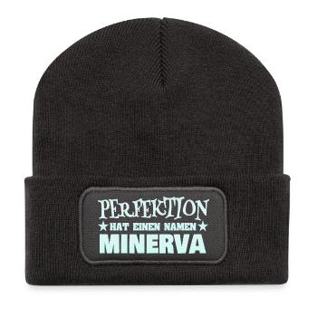 Nom de femme Mi - Beanie recyclé à patch - charbon - Devant