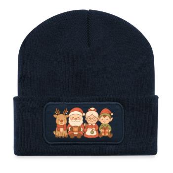Weihnachtsmann & Weihnachtsfrau – Herrenmode, Dame - Recycelte Patch Beanie - French Navy - Vorne