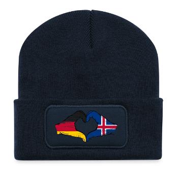Deutschland Island Flagge Haende Herzform used - Recycelte Patch Beanie - French Navy - Vorne
