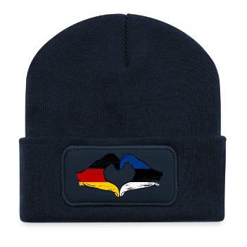 Deutschland Estland Flagge Herz used - Recycelte Patch Beanie - French Navy - Vorne