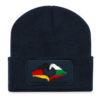 Cœur du drapeau Allemagne Bulgarie - Beanie recyclé à patch - bleu marine - Devant