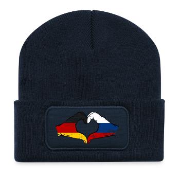 Cœur du drapeau Allemagne et de la Russie - Beanie recyclé à patch - bleu marine - Devant