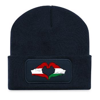 Österreich Ungarn Flagge Herz - Recycelte Patch Beanie - French Navy - Vorne
