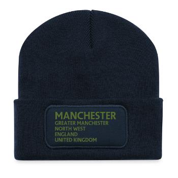 Manchester – Angleterre Lyrique - Beanie recyclé à patch - bleu marine - Devant
