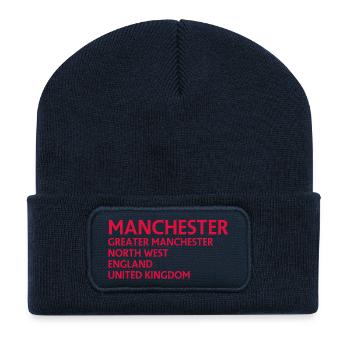 Manchester – Angleterre Lyrique - Beanie recyclé à patch - bleu marine - Devant