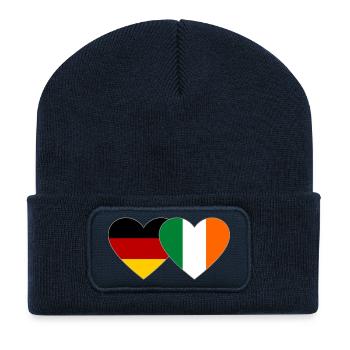 Cœur du drapeau Allemagne Irlande - Beanie recyclé à patch - bleu marine - Devant