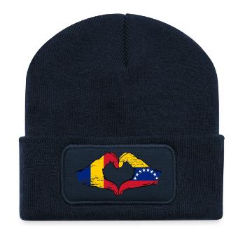 Roumanie Drapeaux du Venezuela Cœur - Beanie recyclé à patch - bleu marine - Devant