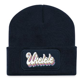 Hawaiian Ukulele Uke Retro Vintage - Recycled Patch Beanie - french navy - Front